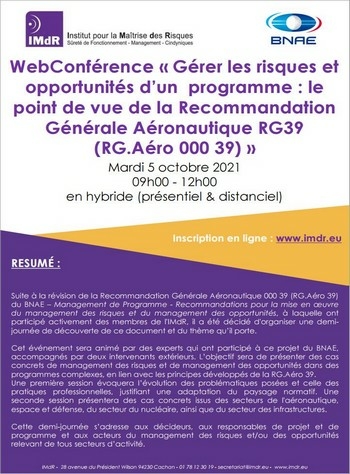 WebConfrence  Grer les risques et opportunits d'un programme : le point de vue de la Recommandation Gnrale Aronautique RG39 