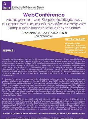 WebConfrence  Management des risques cologiques : au cur des risques dun systme complexe - Exemple des espces exotiques envahissantes 