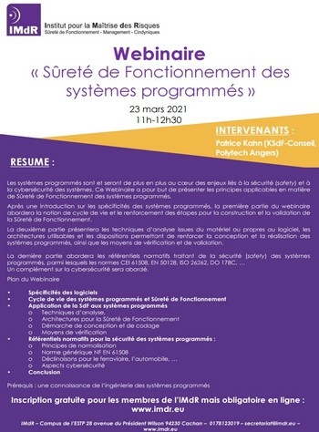 Webinaire  Sret de Fonctionnement des systmes programms 