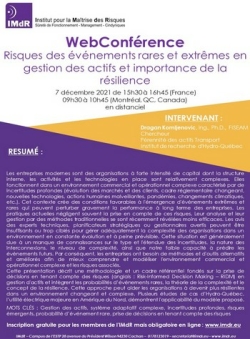 WebConfrence  Risques des vnements rares et extrmes en gestion des actifs et importance de la rsilience 