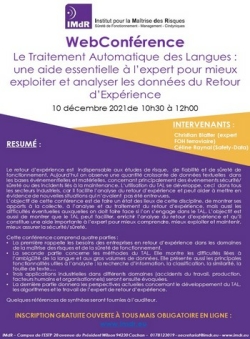 WebConférence « Le Traitement Automatique des Langues : une aide essentielle à l’expert pour mieux exploiter et analyser les données du Retour d’EXpérience »