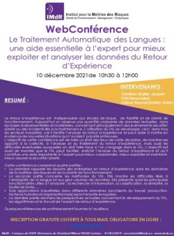 WebConfrence  Le Traitement Automatique des Langues : une aide essentielle  lexpert pour mieux exploiter et analyser les donnes du Retour dEXprience 